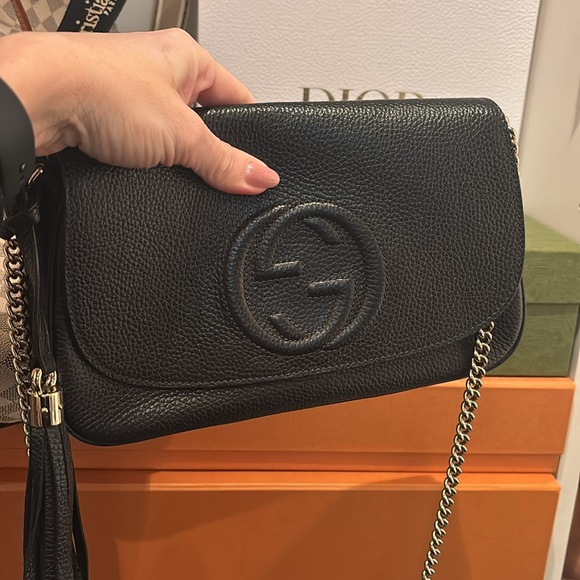 Brand new. Leather Black Gucci bag. It is a shoulder/crossbody with chain strap - Picture 11 of 11